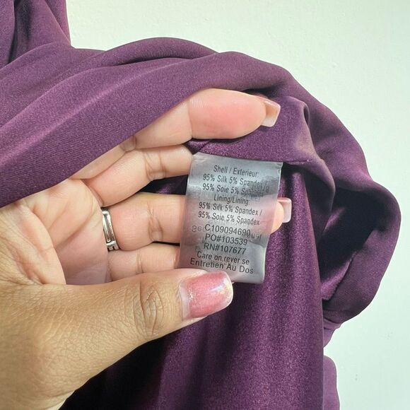 Alice + Olivia Purple One Shoulder Silk Blouse Small Women - Picture 5 of 7